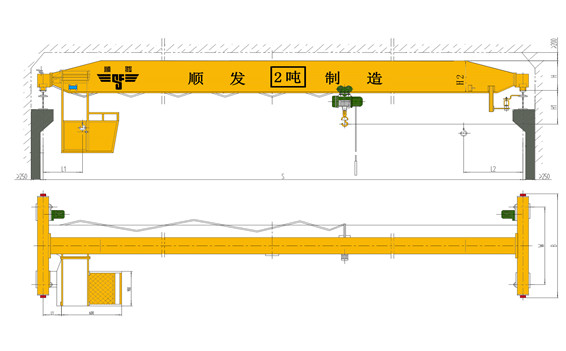 2噸/2t單梁橋式起重機(jī)（2噸天車、2噸行吊、2噸行車）